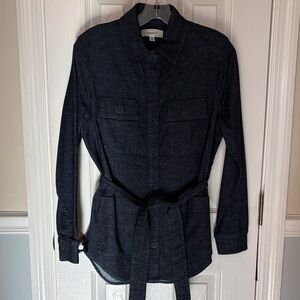 Level 99 NWT Emme Belted Denim Shacket in Dark Navy